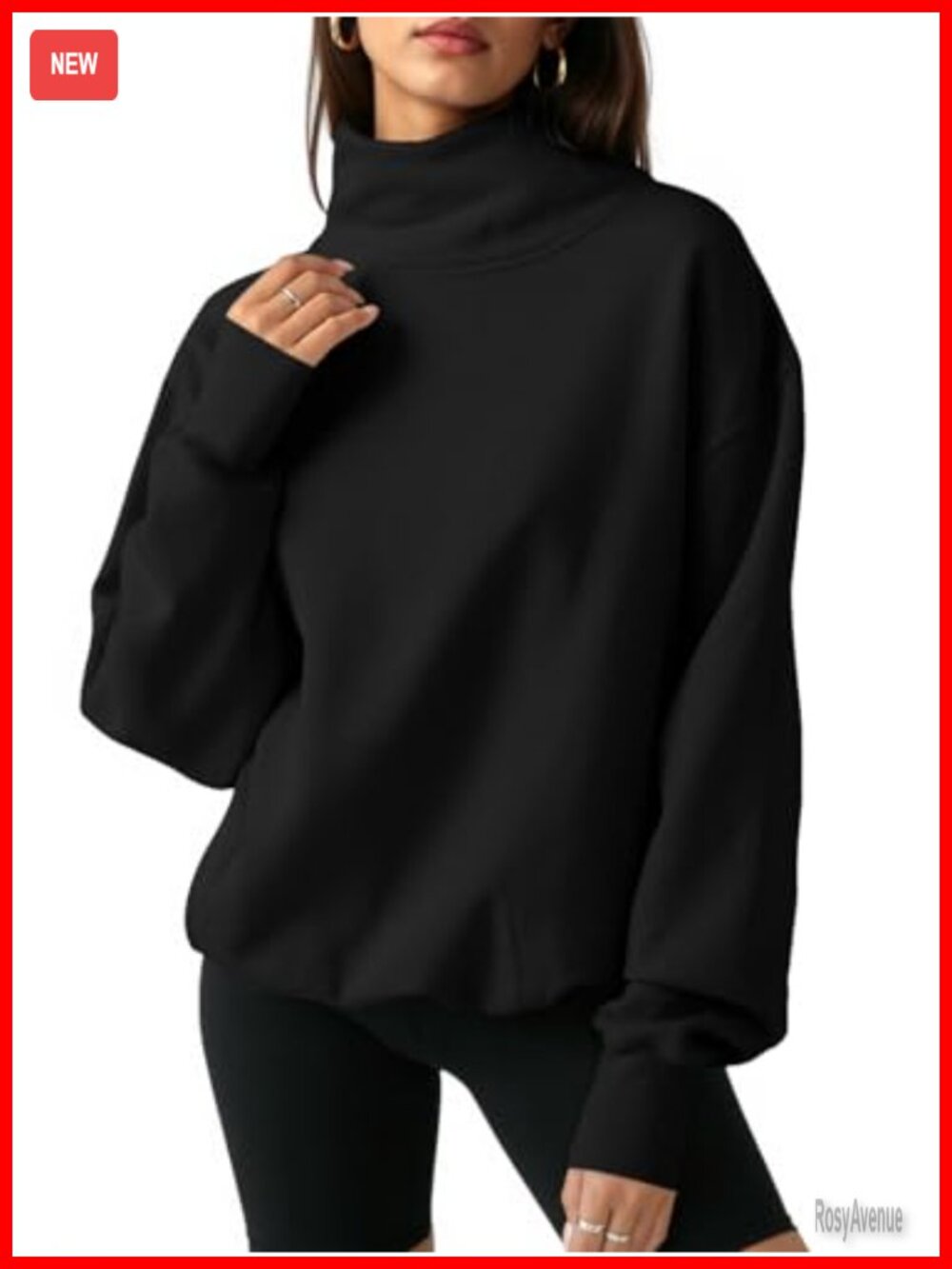 Oversized Turtleneck Sweatshirt Long Sleeve Pullover Casual Top